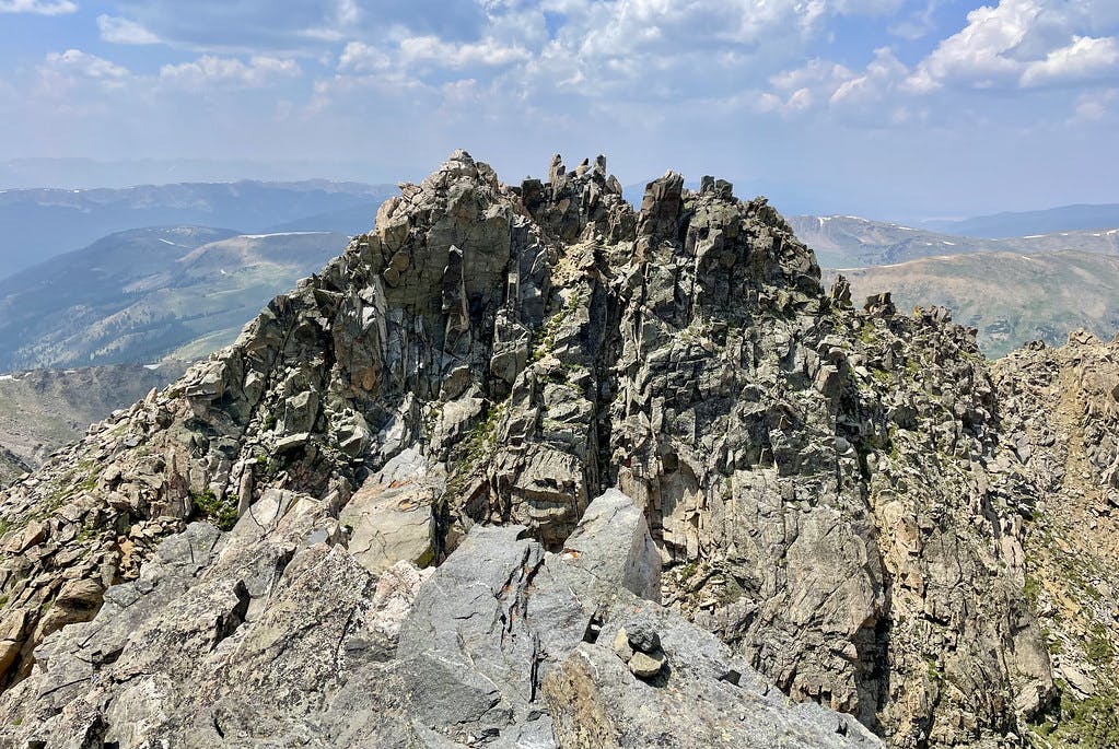 Standing on the initial false summit of The Citadel, looking over to the real summit block.